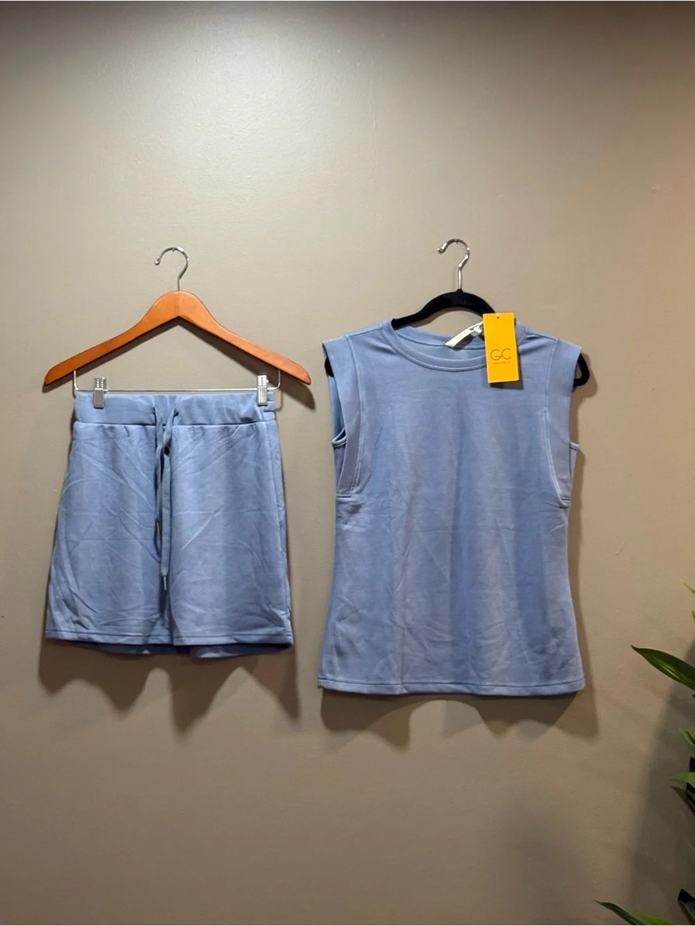 Women's Light Blue Sleeveless Top & Shorts Set